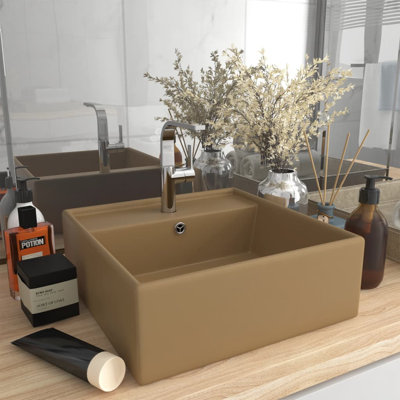 Belfry Bathroom Spurlock Ceramic Square Sink with Overflow
