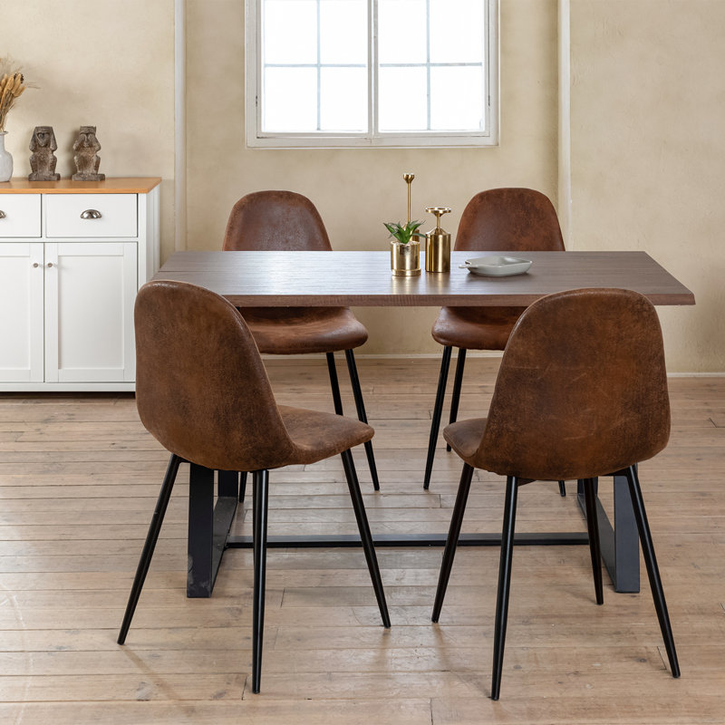 Keisuke Soft Upholstered Solid Back Side Chairs for Dining Room, Coffee Shop, Living Room, Brown