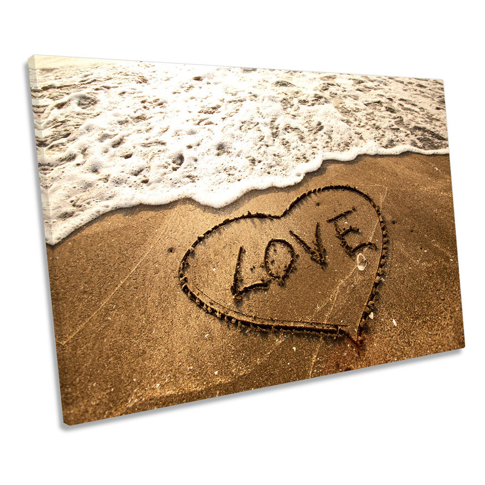 Love Heart Beach Sand - Wrapped Canvas Print