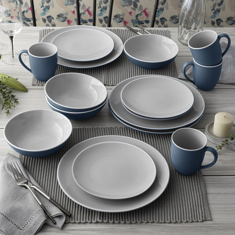 Service de table 16 pièces Noritake ColorTrio Coupe, service pour 4, Bleu