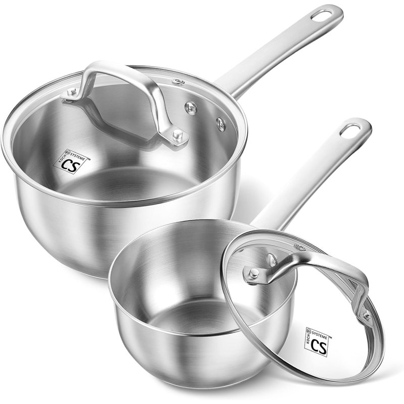 4-Piece Non-Stick Stainless Steel Saucepan Set