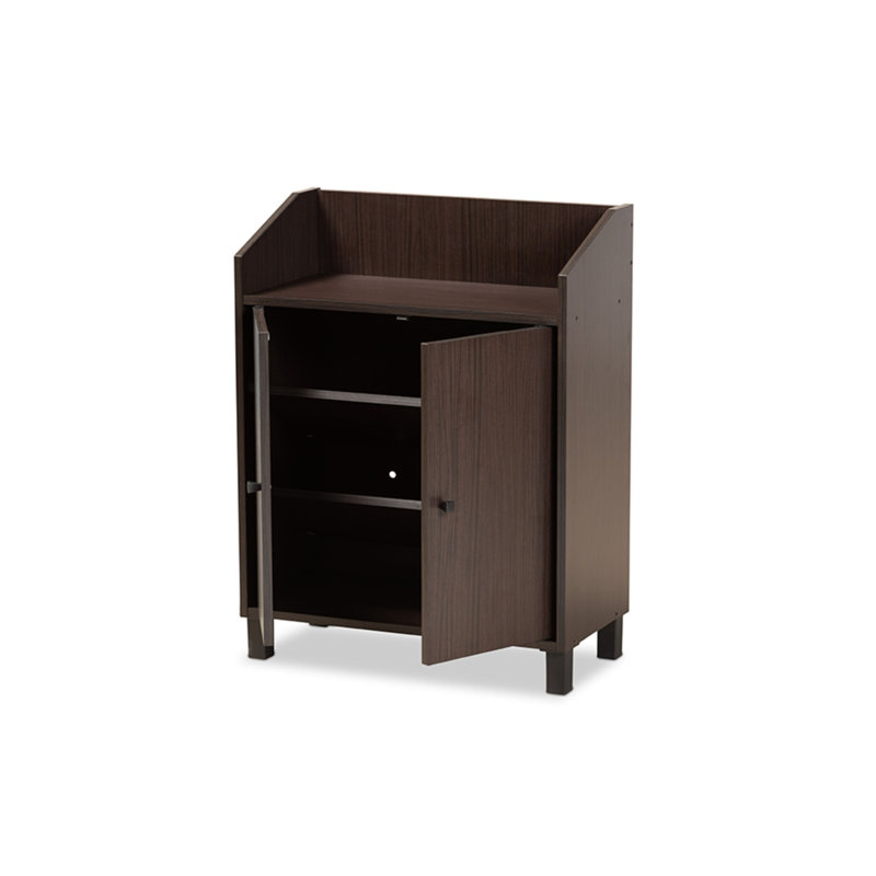 Marialy 8 Pair Shoe Storage Cabinet, Dark Brown