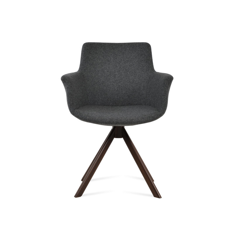 Chaise avec accoudoirs pivotante Bottega, Gris foncé, Noyer