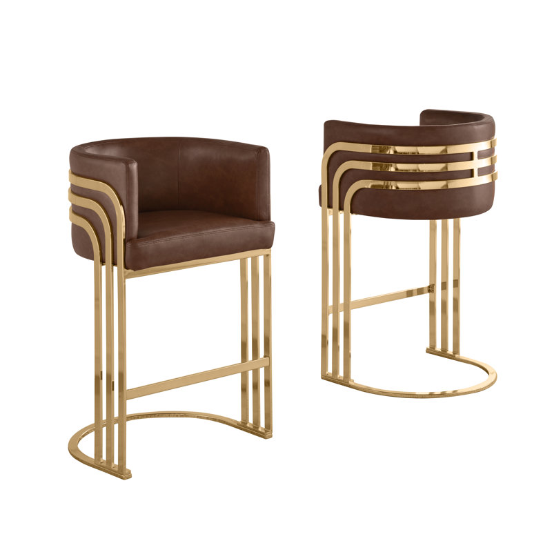 Tabouret de bar Teddy (24 po) et tabourets de bar (29 po) avec structure chromée, Moka