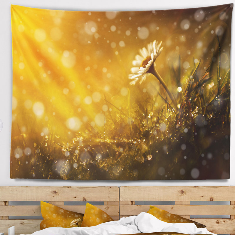Forêt florale en polyester après pluie au tapisserie coucher de soleil avec accessoires suspendus inclus, H 68 po x l 80 po