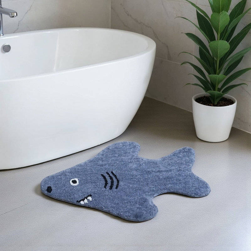Tapis bleu foncé et blanc 2 pi x 4 pi Shark