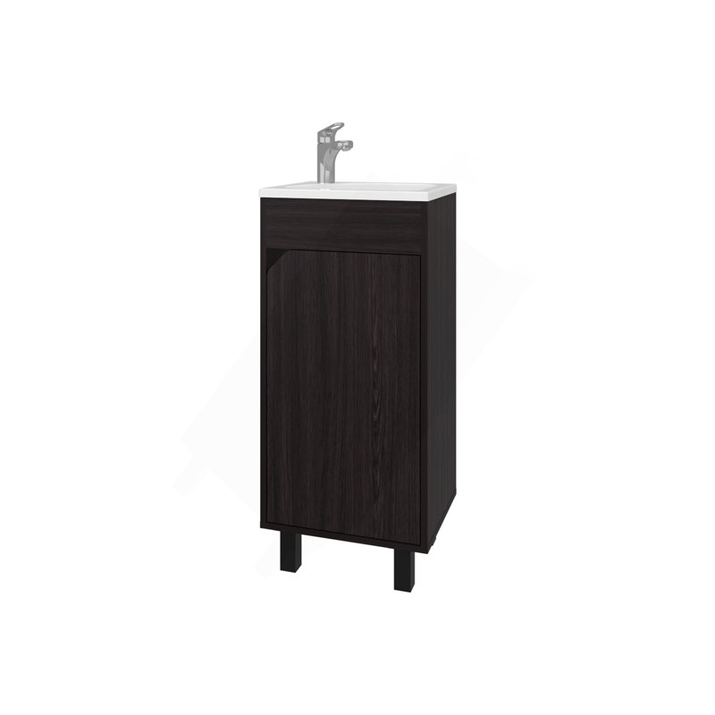 Meuble-lavabo en quartz avec lavabo intégré, wengé, Wengé