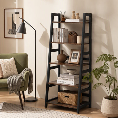 5-Tier Bookshelf, Ladder Bookcase Etagere Storage Shelf