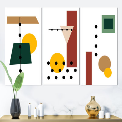 Scandinavian Minimalistic Geometrics I - ensemble d'art moderne Mid-Century de 3 pièces