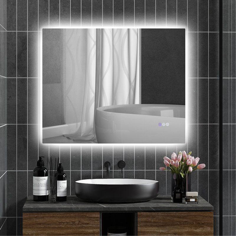 Miroir de salle de bain à DEL avancé avec fonctions multiples pour un éclairage et une commodité idéaux, 31,5 po x 39,4 po