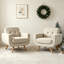 Chaise d'appoint compacte avec pieds en bois massif, fauteuil rembourré en lin à haut dossier - Canapé simple peu encombrant pour les petits salons