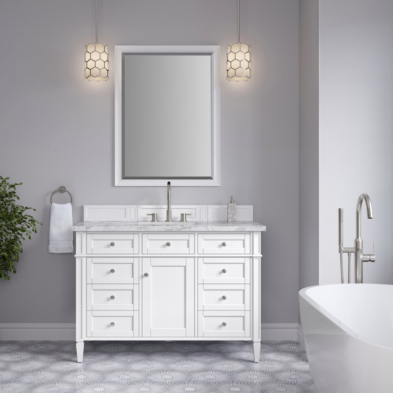 Dussault 48'' W Single Bathroom Vanity Base, Bright White