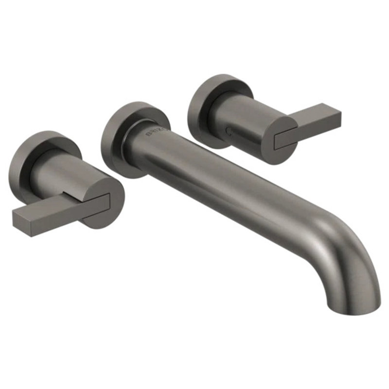 Litze® Double Handle Wall Mounted Roman Tub Faucet, Luxe Steel, Extended Lever