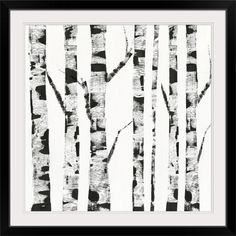 « white bouleau », reproduction, H 24 po x l 24 po x P 1 po, Cadre noir