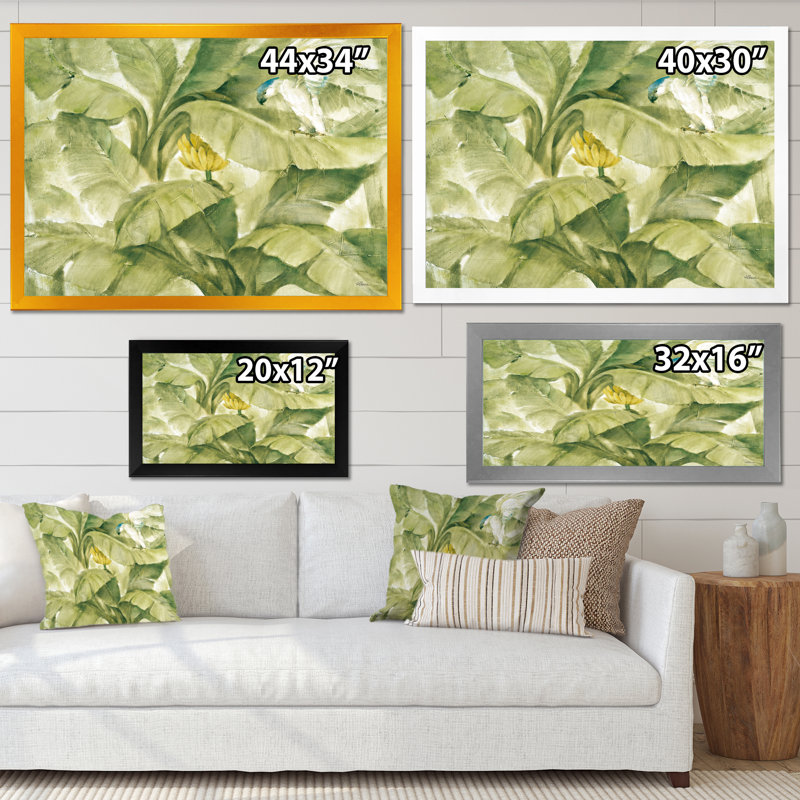 Cadre d’image « tropical auvent ii green », impression sur toile, H 20 po x l 20 po x P 1 po, Cadre noir