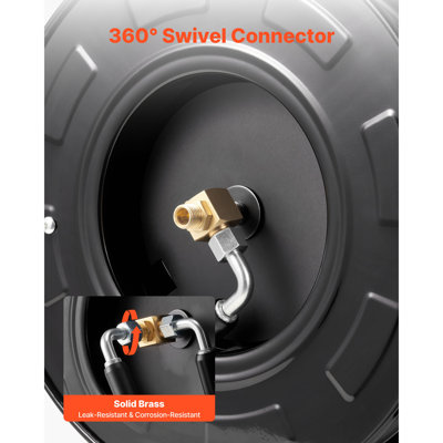 Enrouleur de tuyau pour nettoyeur haute pression, 18 m x 6,35 mm, rétractable, en acier robuste, pression maximale de 4000 PSI, enroulement automatique, fixation murale ou au sol, idéal pour le lavage de voiture, le jardinage et le nettoyage des sols.