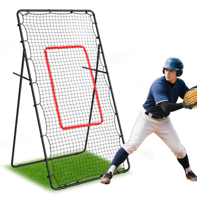 Baseball & Soccer Rebounder Net – 86" Large Multi-Sport Training Frame With Target Zones For Pitching, Batting, Kicking Practice
