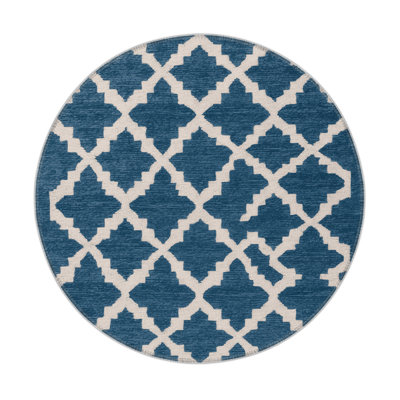 Trellis Blue Indoor and Outdoor Area Rug