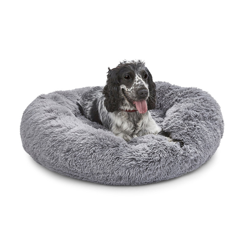 Silentnight Calming Plush Donut Pet Bed, Grey, 21cm H x 85cm W x 85cm D