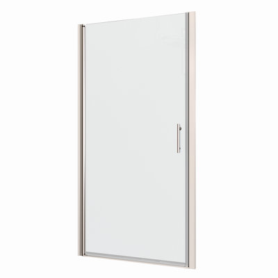Porte de douche en verre trempé 1/4 "- Pivot universel, finition, rainure murale, poignée en acier inoxydable # 304, 36 000 fois testée, installation facile, système de pivot lisse, excellente fuite, 28-29 3/8"