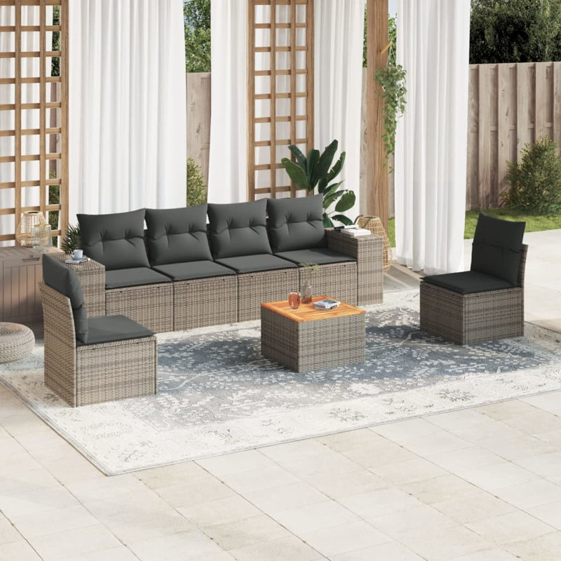Ensemble de canapé de jardin modulaire en rotin PE 7 pièces Vidaxl