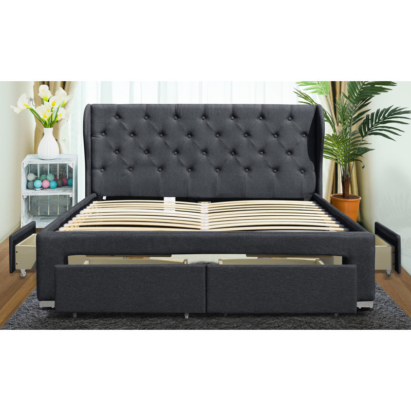 Greco Upholstered Storage Bed, Double (4'6)