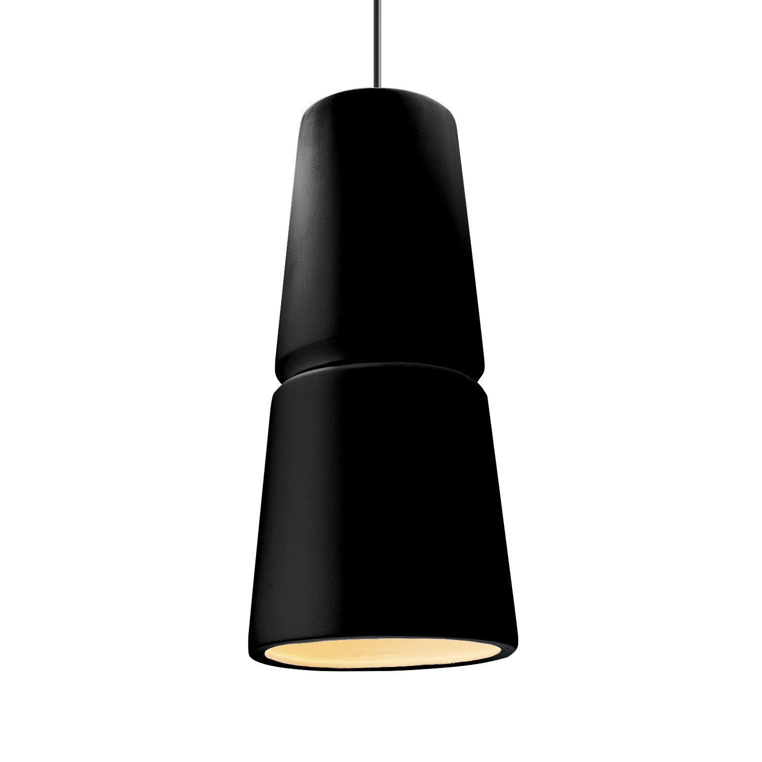 Logan 1 - Light Single Cone Pendant, Matte Black, Carbon Matte Black, 18" H x 8" W x 8" D