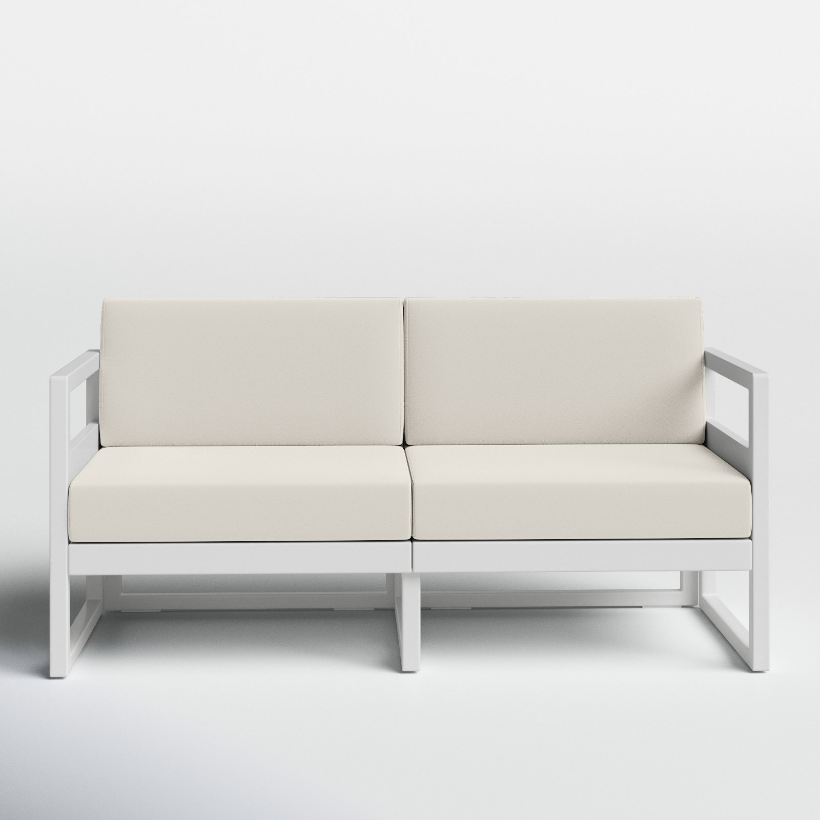 Lane 58'' Wide Straight Loveseat with Cushions, White, Natural