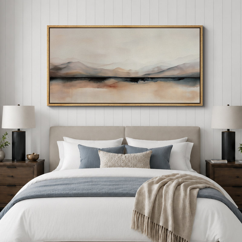 «Minimal Landscape Abstract Mountain Hues Minimalist Landscape», reproduction d'art sur toile, H 30 po x l 60 po, Natural