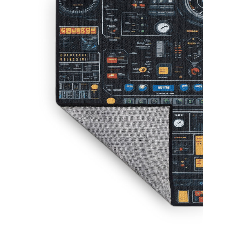 Tapis noir lavable à la machine, Round 7'