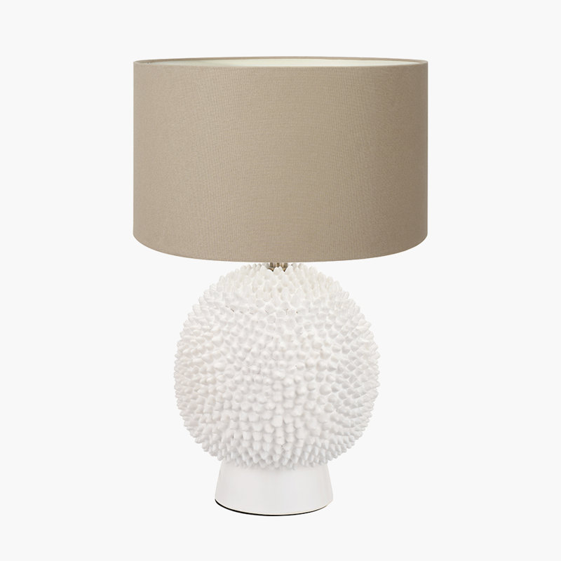Ceramic Table Lamp, 20.87" H x 13.78" W x 13.78" D, White, Brown