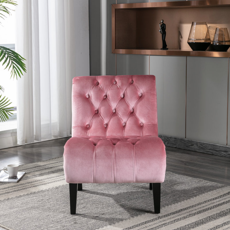 Fauteuil de salon en velours sans accoudoirs, Rose