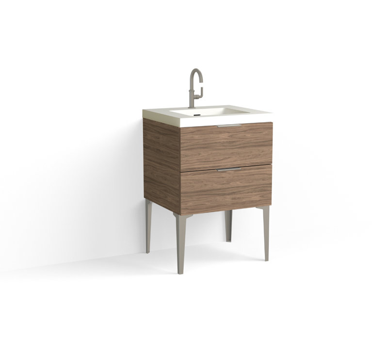 Avila 24" W Freestanding Single Bathroom Vanity with Dean Leg, Polished Nickel, Matte White/Single, Biondo