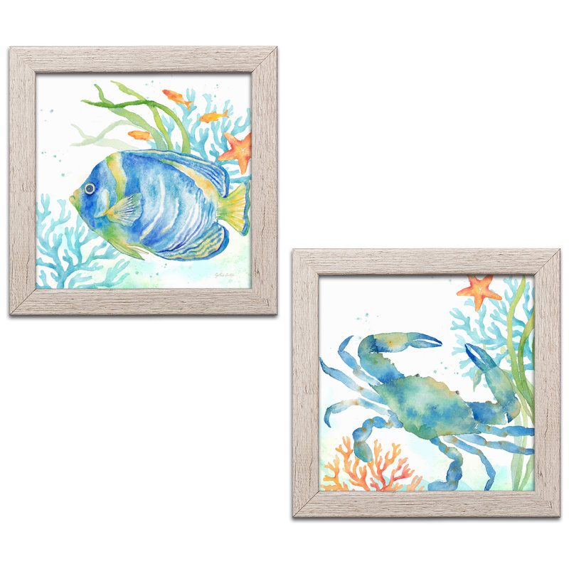 Cynthia Coulter - 2 Piece Print, 12" H x 12" W x 0.75" D, Distressed Framed