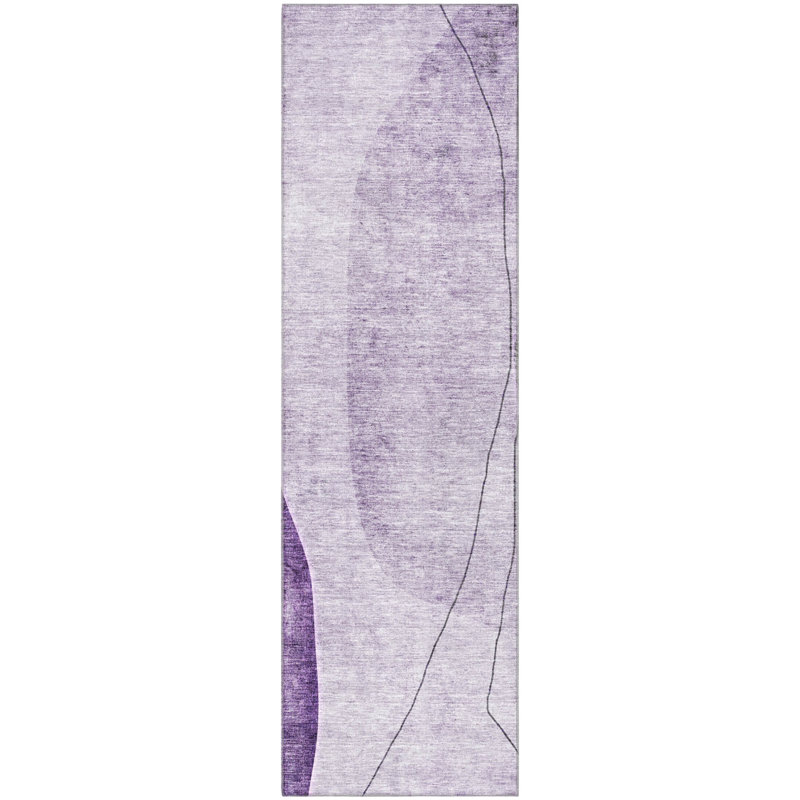 Premium Machine Washable Prisco Purple Rug, Runner 2'3" x 7'6"