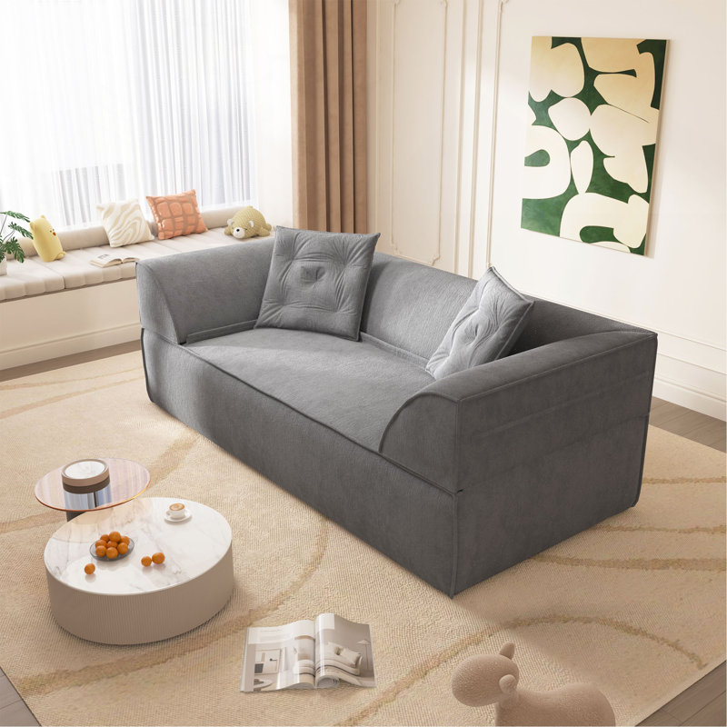Canapé-lit Boneless 3-en-1 convertible, canapé moderne à assise profonde de 79,5 po avec 2 coussins, canapé 3 places, canapé en chenille étincelant, méridienne pour salon, studio, bureau