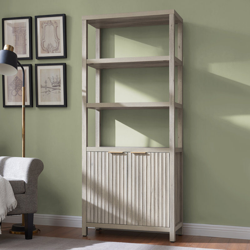 Nicolee 71'' H Storage Bookcase, Greige Oak