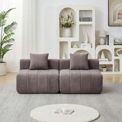 Canapé modulaire en chenille avec coussins
