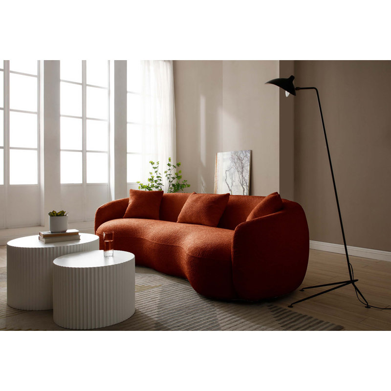 Canapé incurvé moderne Yazgur Boneless, Chenille orange, 26.9" H x 93.6" W x 41.3" D