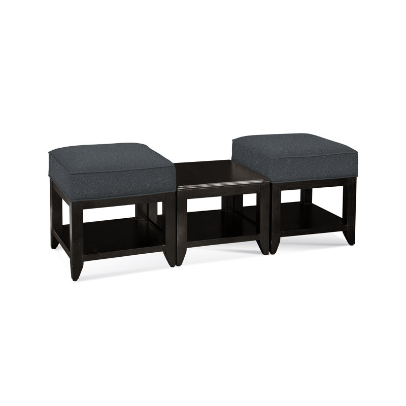 Elements Upholstered Cube Ottoman, Antique Black, Beige Performance Fabric; 0851-73