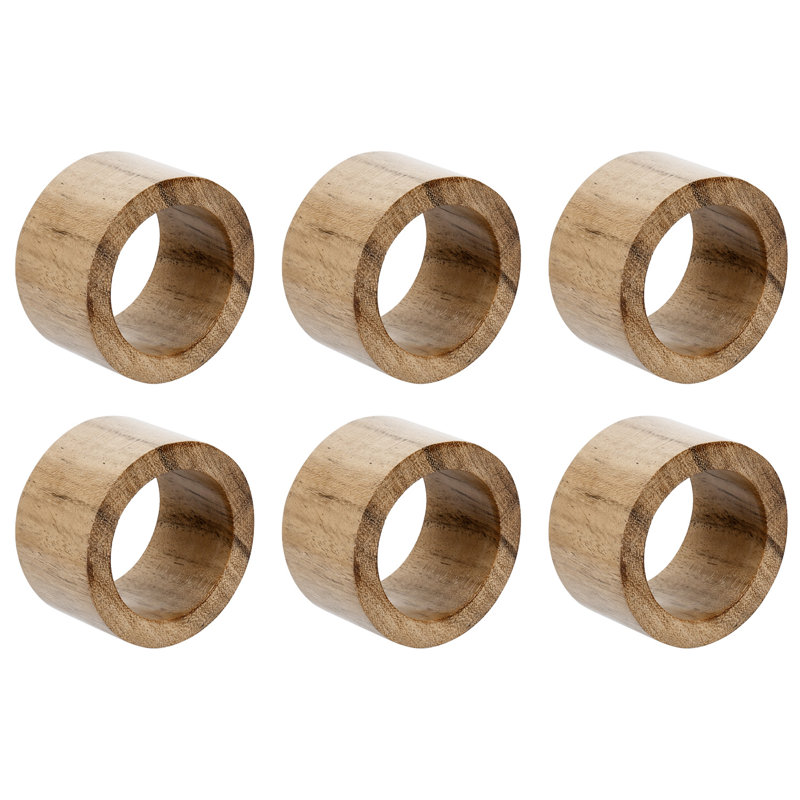 6 Piece Solid Wood Dinner Napkin Rings