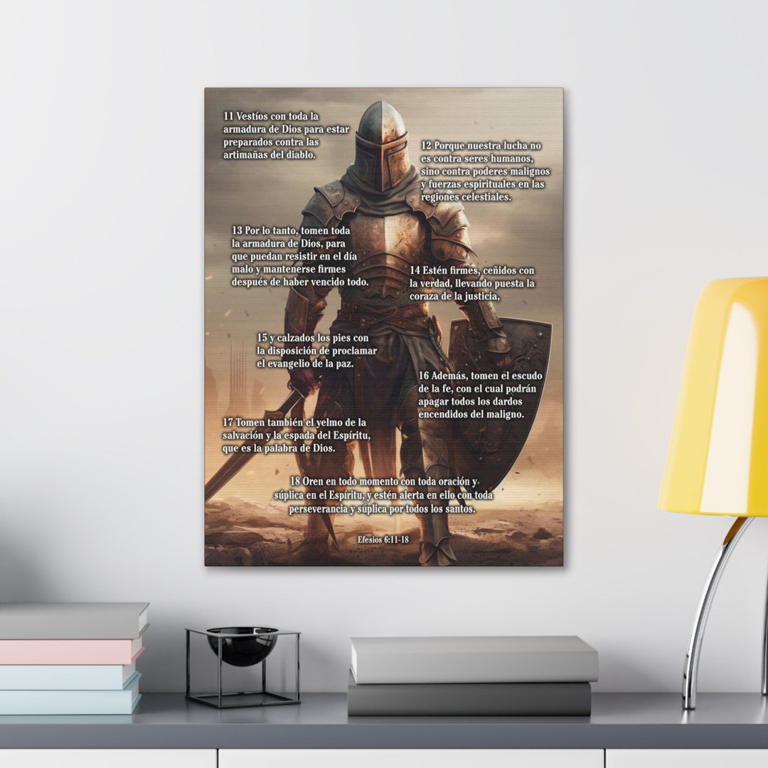 Efesios 6:11-18 Armour Of God Standing Warrior Spanish Christian Wall Art Print