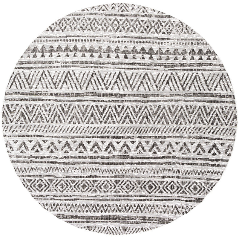 Tapis intérieur / extérieur tissé à la machine Landyon , Rond 7 pi 10 po