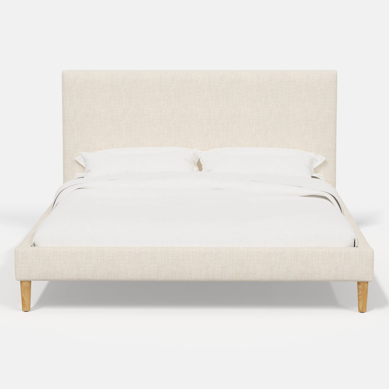 Lit plateforme Olivet, Lin classique talc, Simple