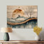 «Goose Animals Into A Winter Horizon I», reproduction sur bois d'un animal d'oie - sur bois de pin naturel