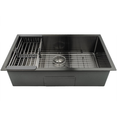 Undermount 32-in x 19-in Gunmetal Matte Black Stainless Steel Single Bowl Kitchen Sink