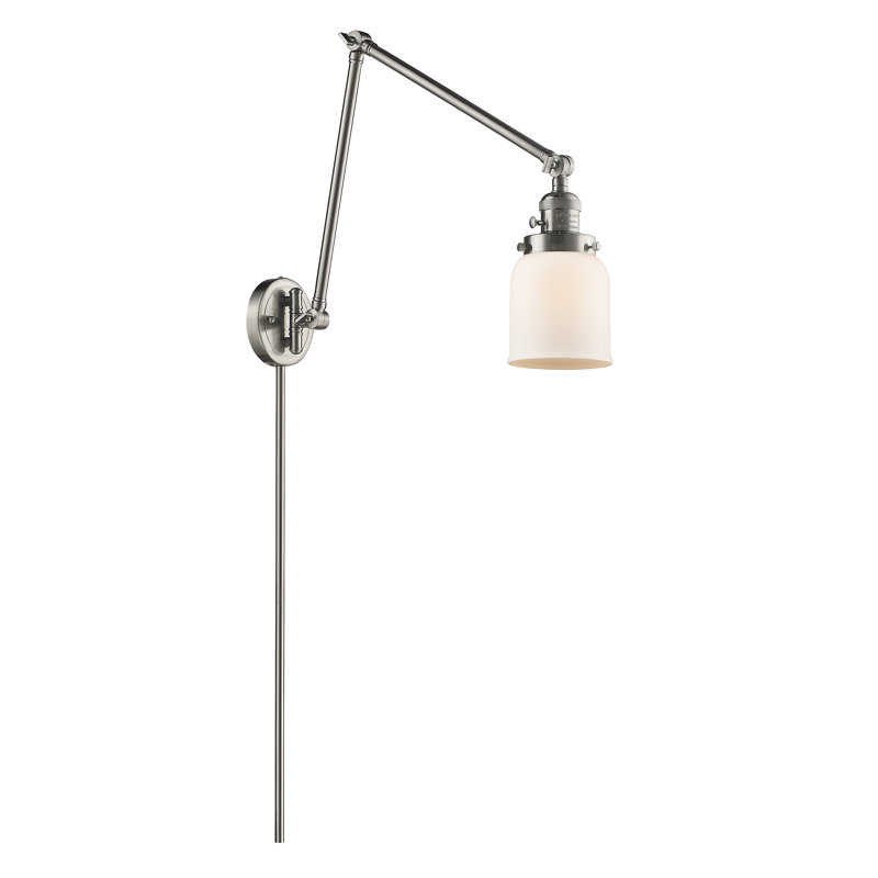 Norberto Swing Arm Sconce, Silver Plated Mercury, Polished Chrome, 6 Watt Vinage LED Bulb