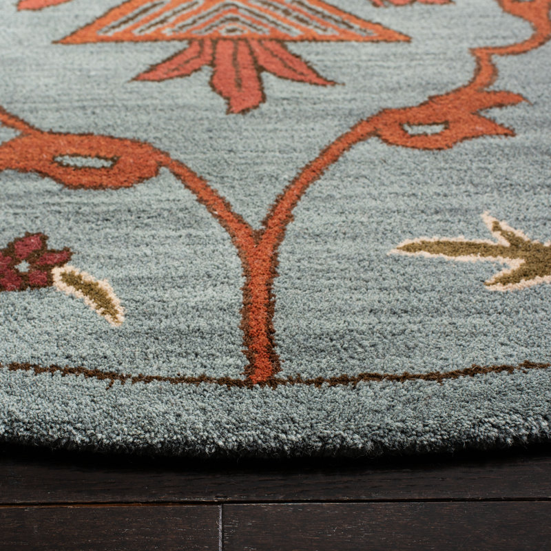 Tapis floral en laine Kouerga Wyndham, Rond 7 pi