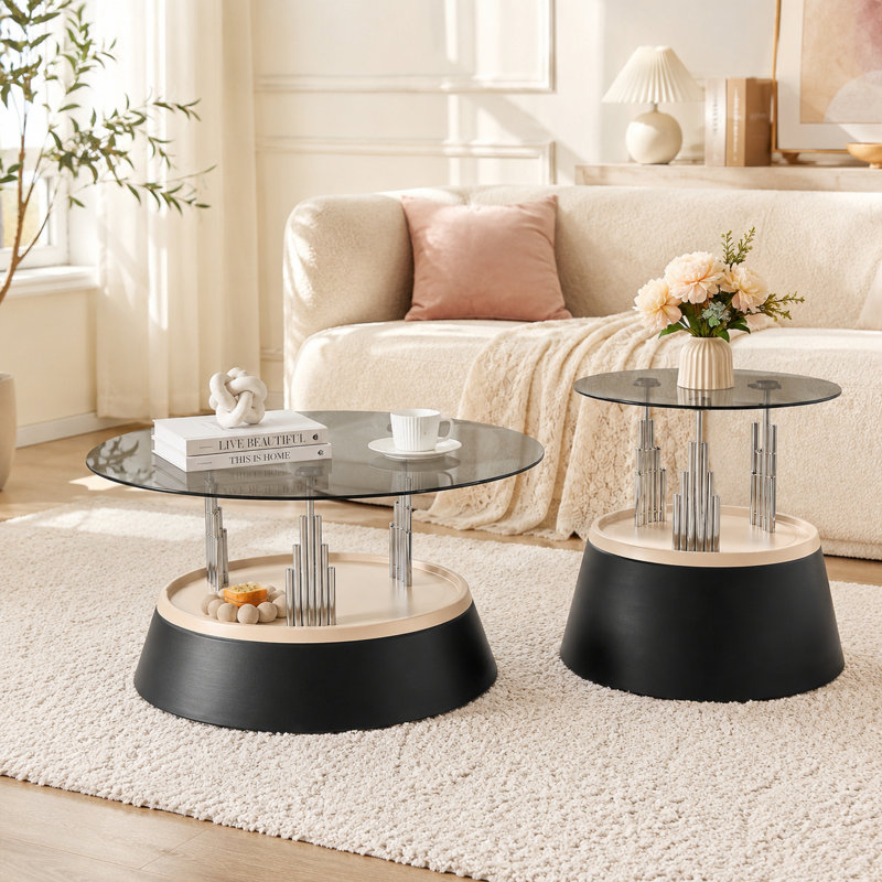 Ensemble de 2 tables basses gigognes et tables de bout Glam