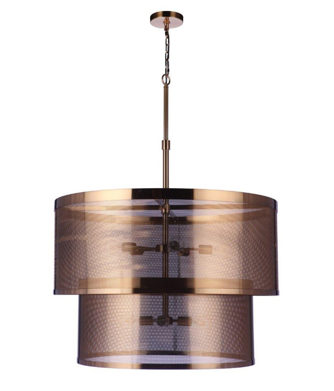 Mesh 9 - Light Drum Pendant, Satin Brass